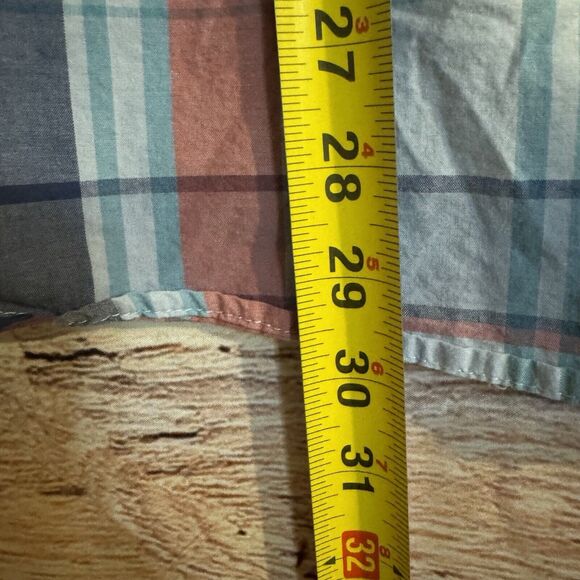 Gap Large Plaid Button Up Shirt Short Sleeve Blue & Pink Standard Fit Preppy - Picture 5 of 7